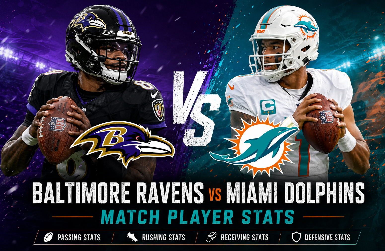 Baltimore Ravens vs Miami Dolphins Match Player Stats