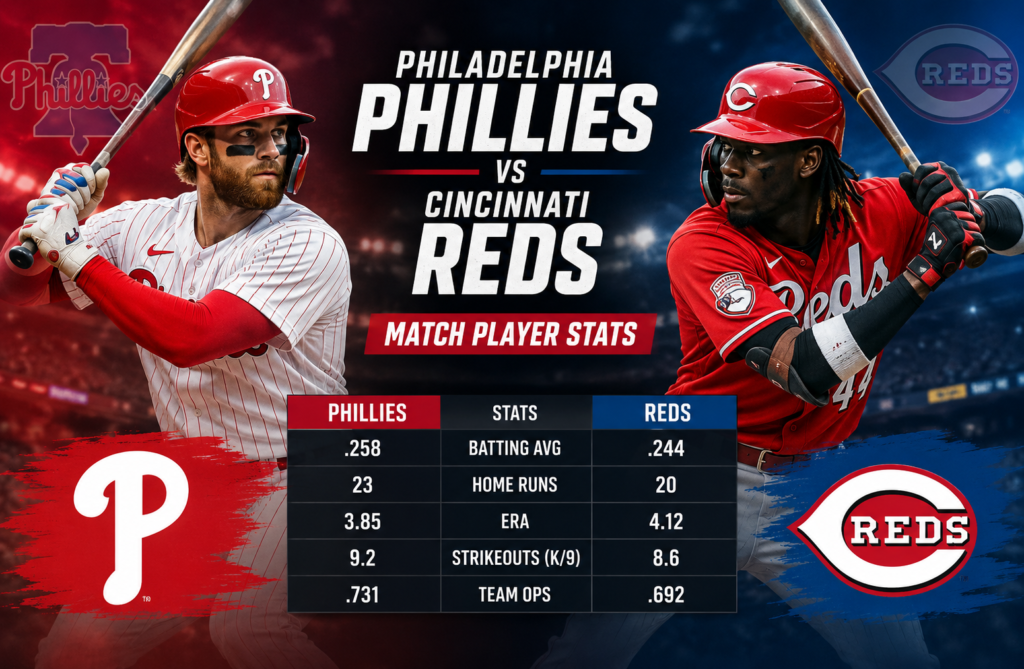 Philadelphia Phillies vs Cincinnati Reds Match Player Stats